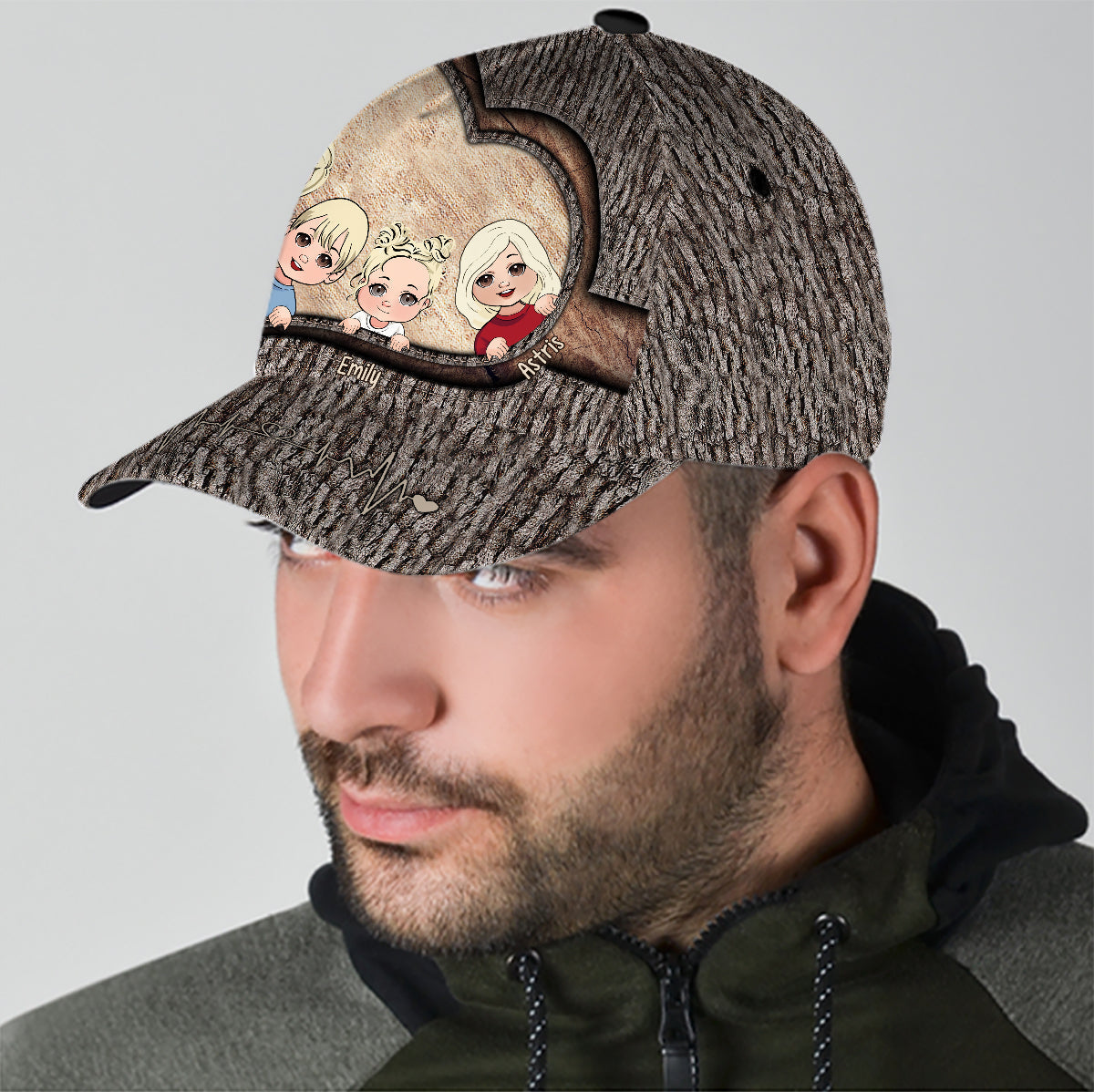 Immer wenn du dieses Herz berührst – Geschenk für Papa, Oma, Opa, Mama, Onkel, Tante, Bruder, Schwester – Personalisierte klassische Kappe