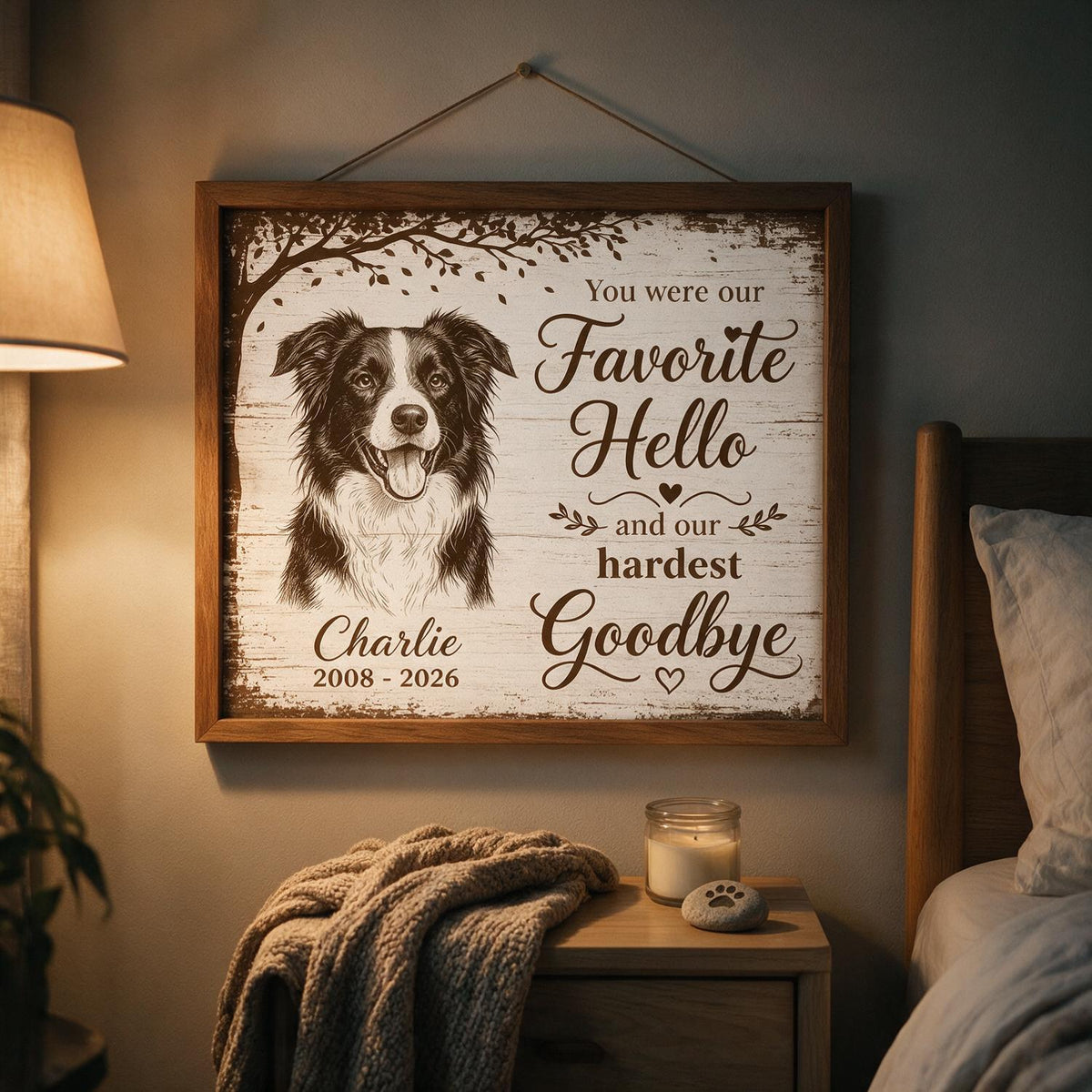 Unter dem Baum Haustier Hund Katze Gedenkfoto - Personalisierte Poster - Mitgefühlsgeschenk, Erinnerungsstück