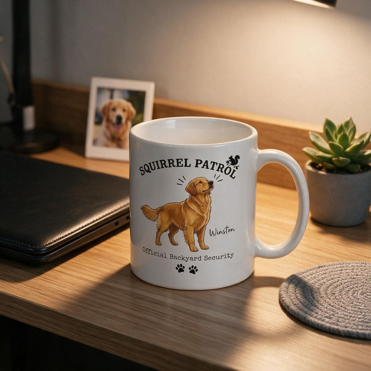 Personalized Squirrel Patrol Pet Mug - Funny Backyard Security Dog Lover Gift