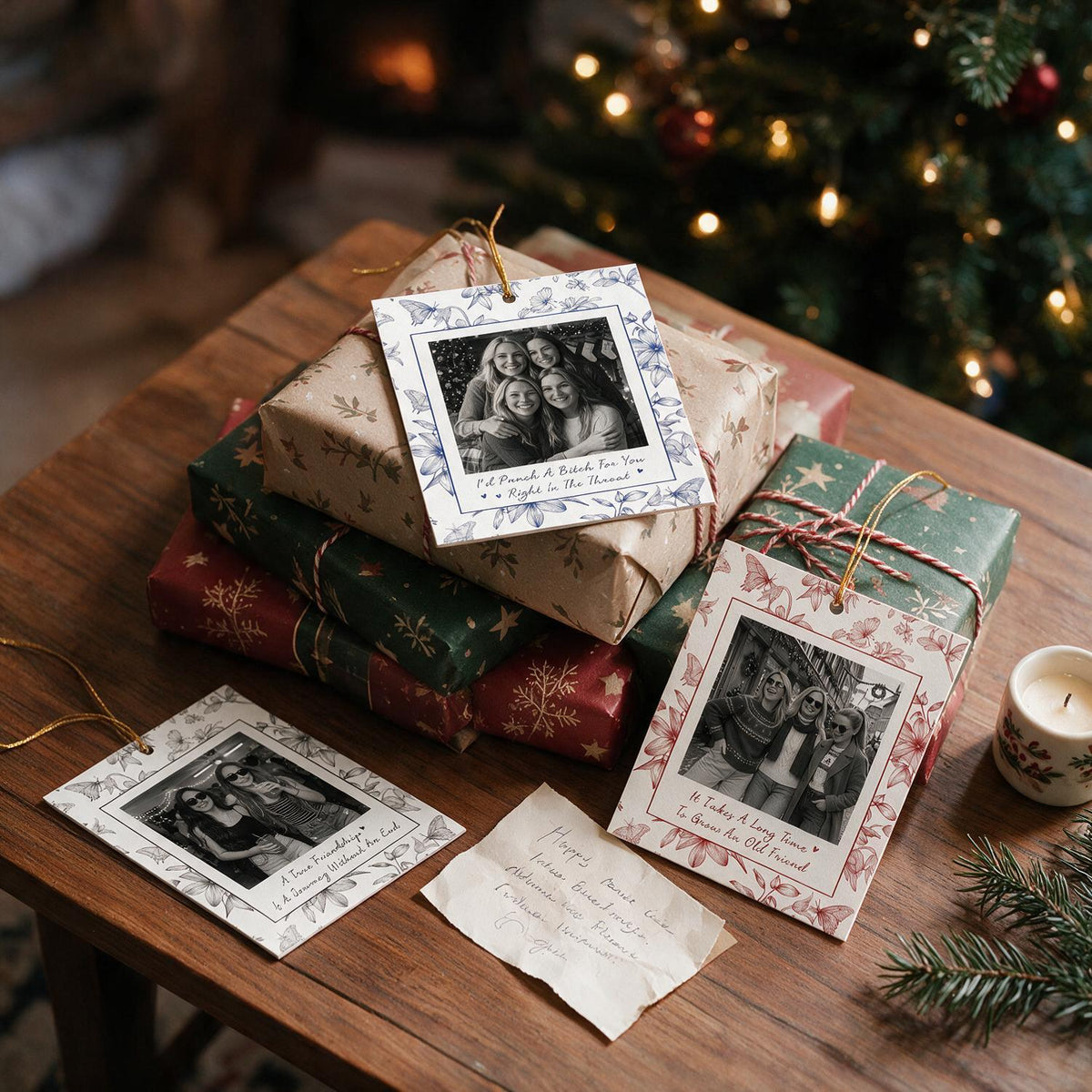 Personalisierte Foto-Weihnachts-Acrylornament für beste Freunde, lustiges Freundschaftsgeschenk
