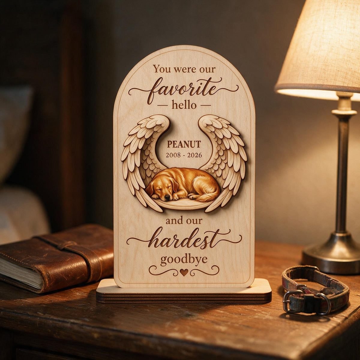 Haustier Hund Katze Gedenkfoto - Personalisierte 2-lagige Holztafel - Mitgefühl Geschenk, Erinnerungs Geschenk