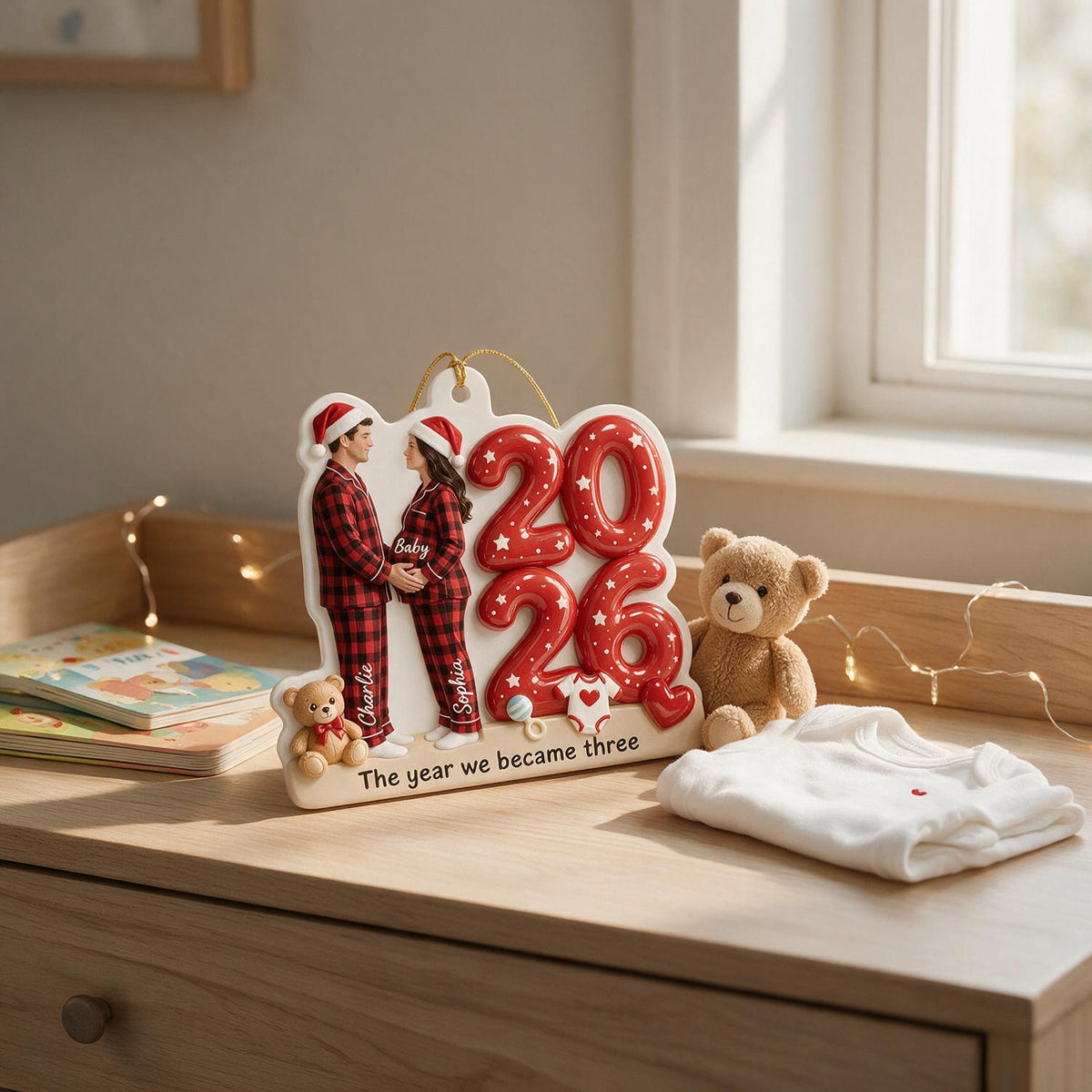 Personalized Christmas Expecting Parents 2026 Acrylic Ornament | New Baby Pregnancy Keepsake Gift