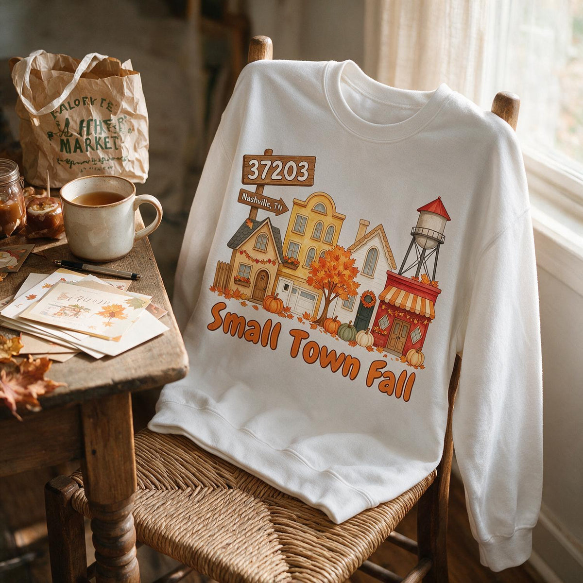 Personalized Fall Small Town Zip Code Sweatshirt, Hometown Pride Gift for Her