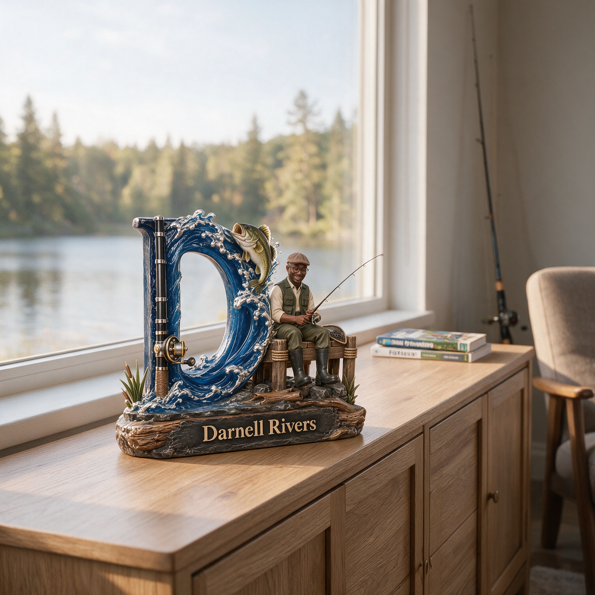Personalized Fishing Monogram 3D Plaque with Custom Photo and Name
