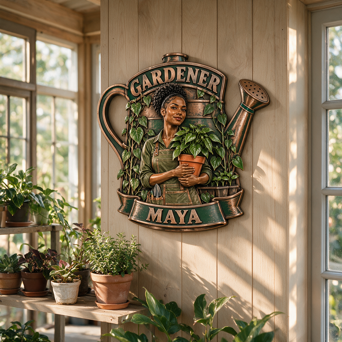 Personalized Custom Photo Gardener 3D Printed Cut Metal Sign - Gift for Young Women