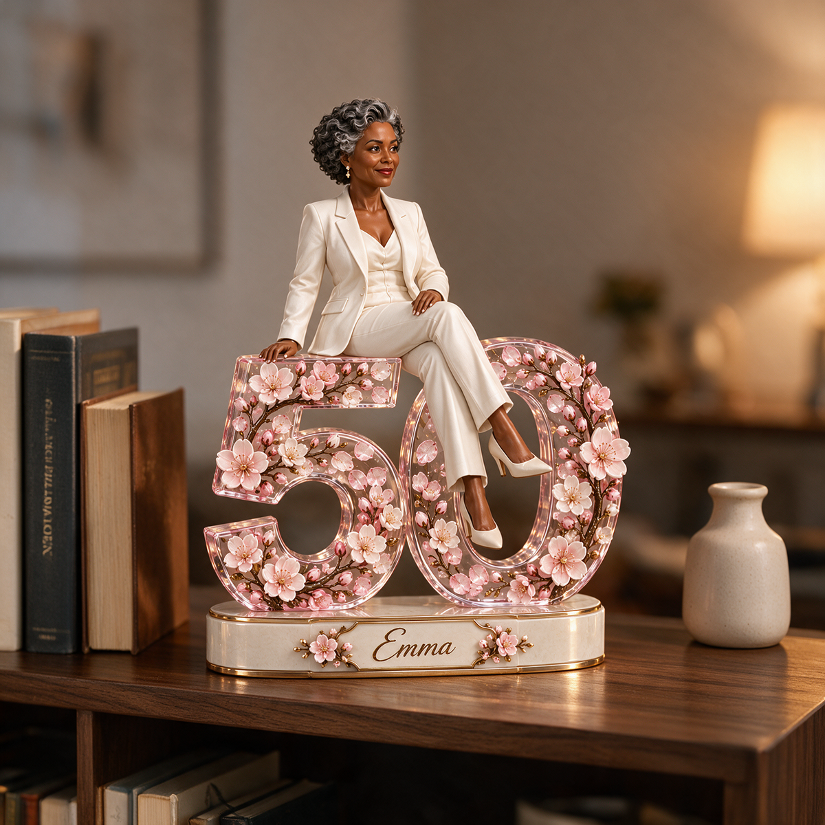 Personalized Custom Photo Cherry Blossom Custom Shaped Acrylic Plaque - 50th Birthday Gift for Women