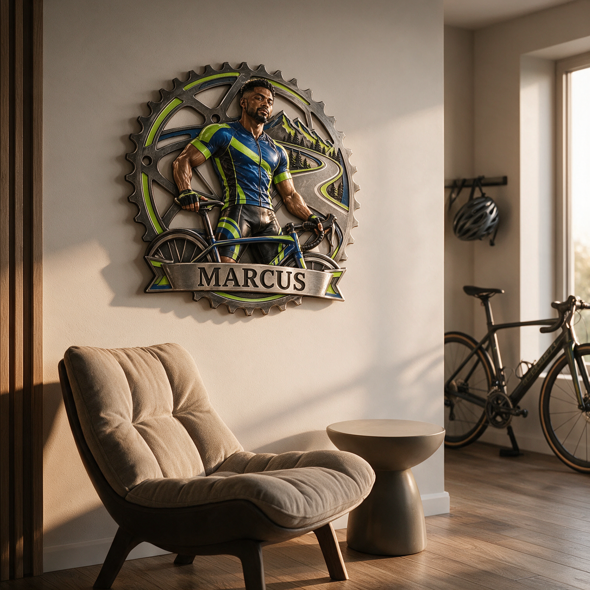 Personalized Custom Photo Cycling 3D Printed Cut Metal Sign - Gift for Young Men