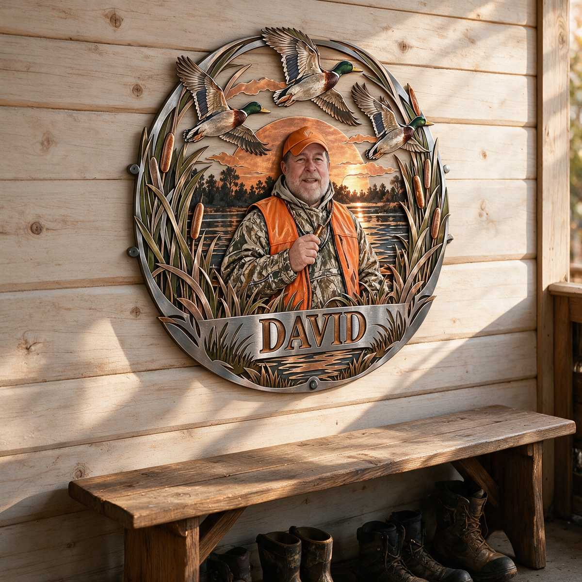 Personalized Custom Photo Duck Hunting 3D Cut Metal Sign - Gift for Older Men
