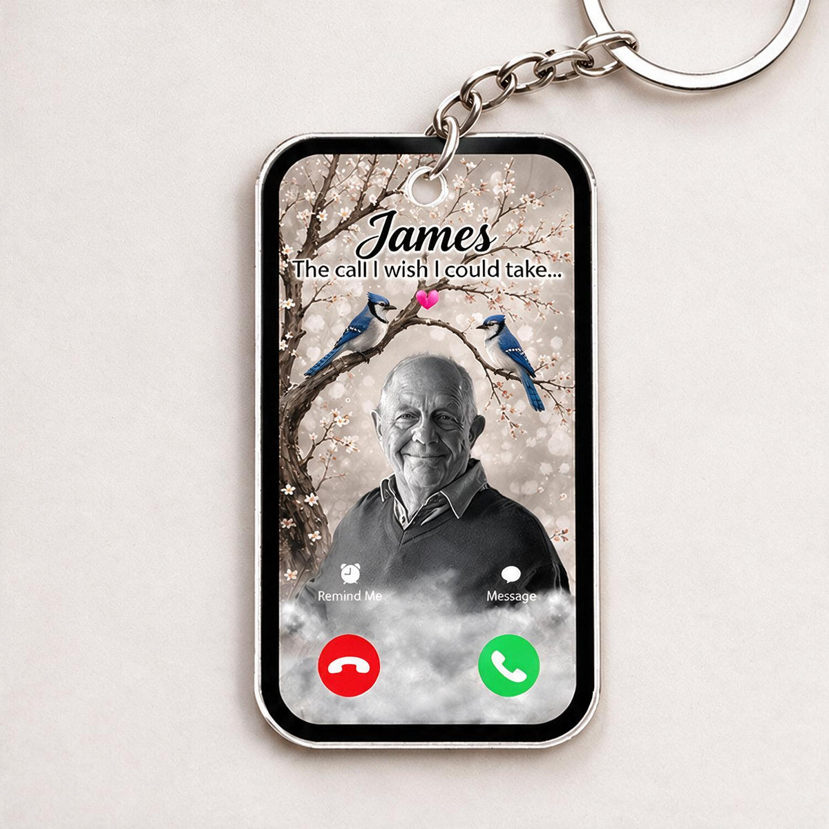Blue Jay The Call I Wish I Could Take Personalized Acrylic Photo Keychain - Memorial Sympathy Remembrance Gift