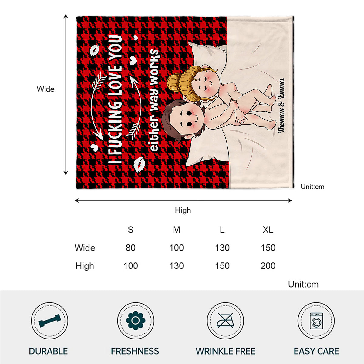 Ich liebe deinen Po – Personalisierte Pärchendecke