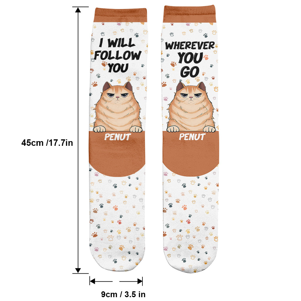 Ich werde dir folgen, wohin du auch gehst – Geschenk für Hundeliebhaber – Personalisierte Socken