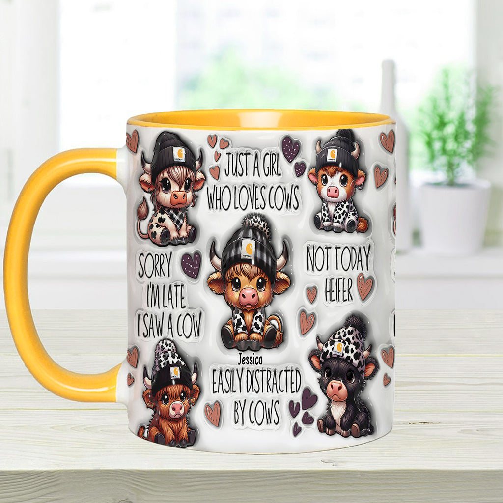 Personalisierte Tasse mit Akzent für ein Mädchen, das Hochlandrinder liebt