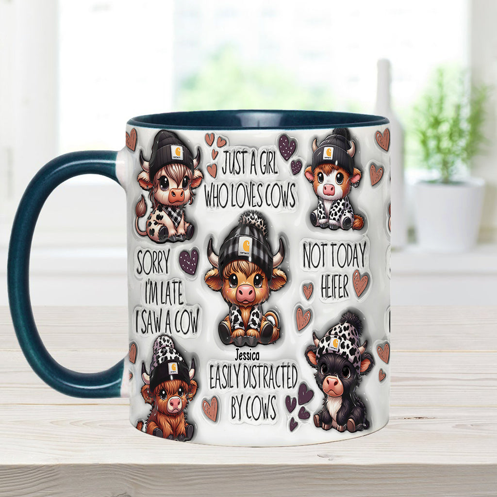 Personalisierte Tasse mit Akzent für ein Mädchen, das Hochlandrinder liebt