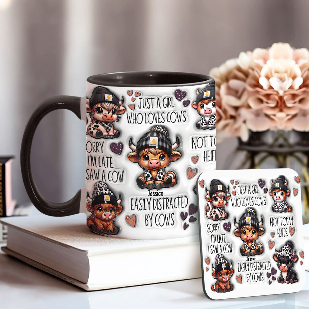 Personalisierte Tasse mit Akzent für ein Mädchen, das Hochlandrinder liebt