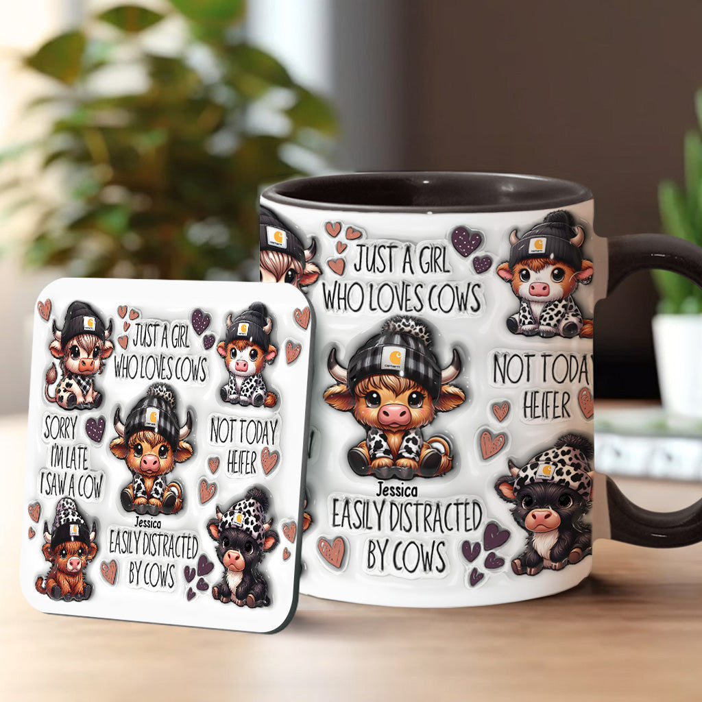 Personalisierte Tasse mit Akzent für ein Mädchen, das Hochlandrinder liebt