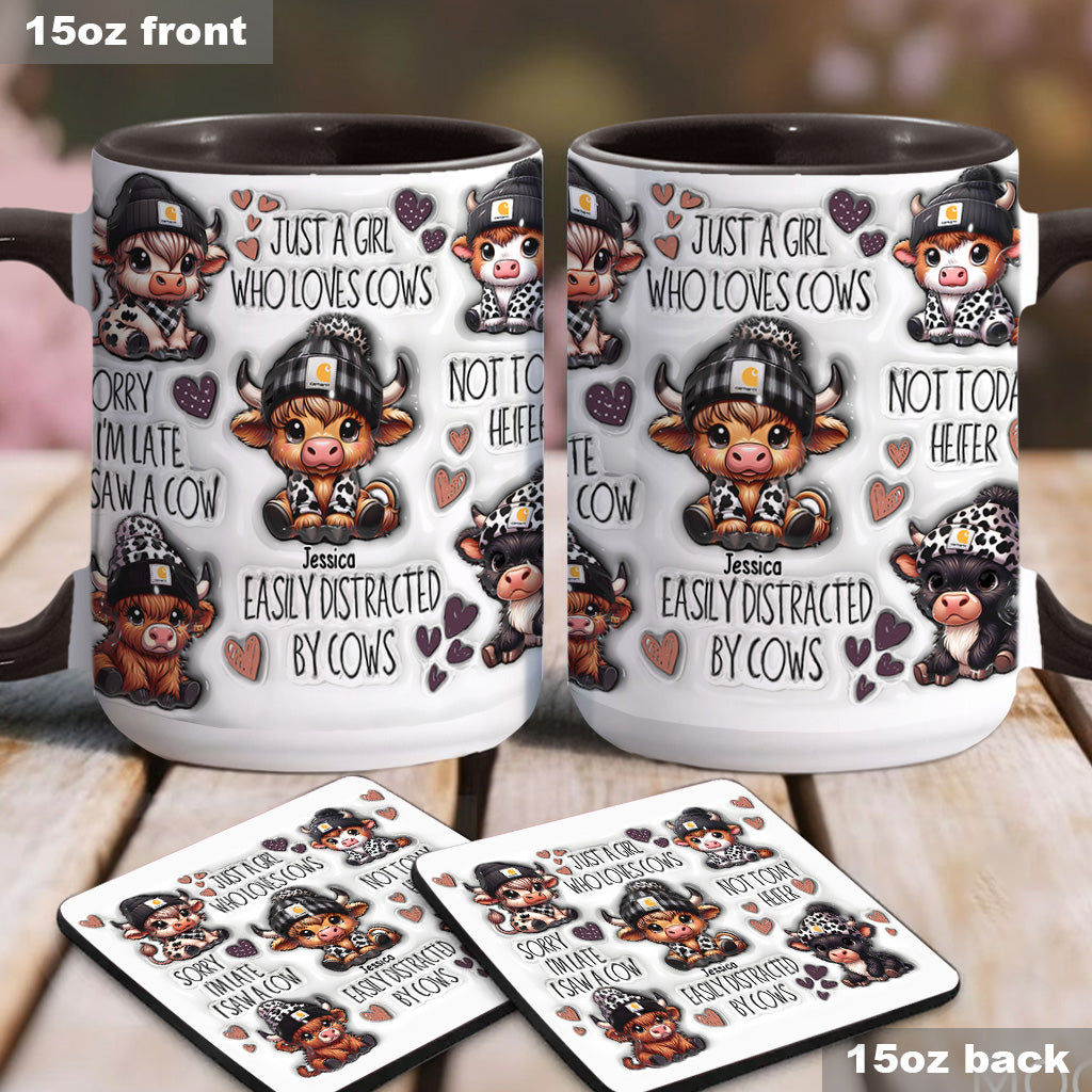 Personalisierte Tasse mit Akzent für ein Mädchen, das Hochlandrinder liebt