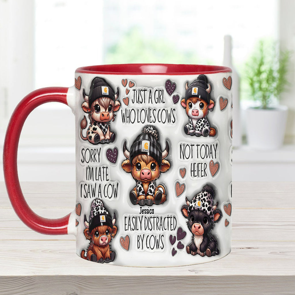 Personalisierte Tasse mit Akzent für ein Mädchen, das Hochlandrinder liebt