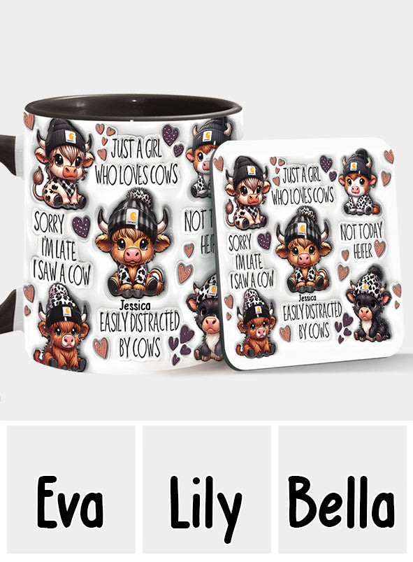 Personalisierte Tasse mit Akzent für ein Mädchen, das Hochlandrinder liebt