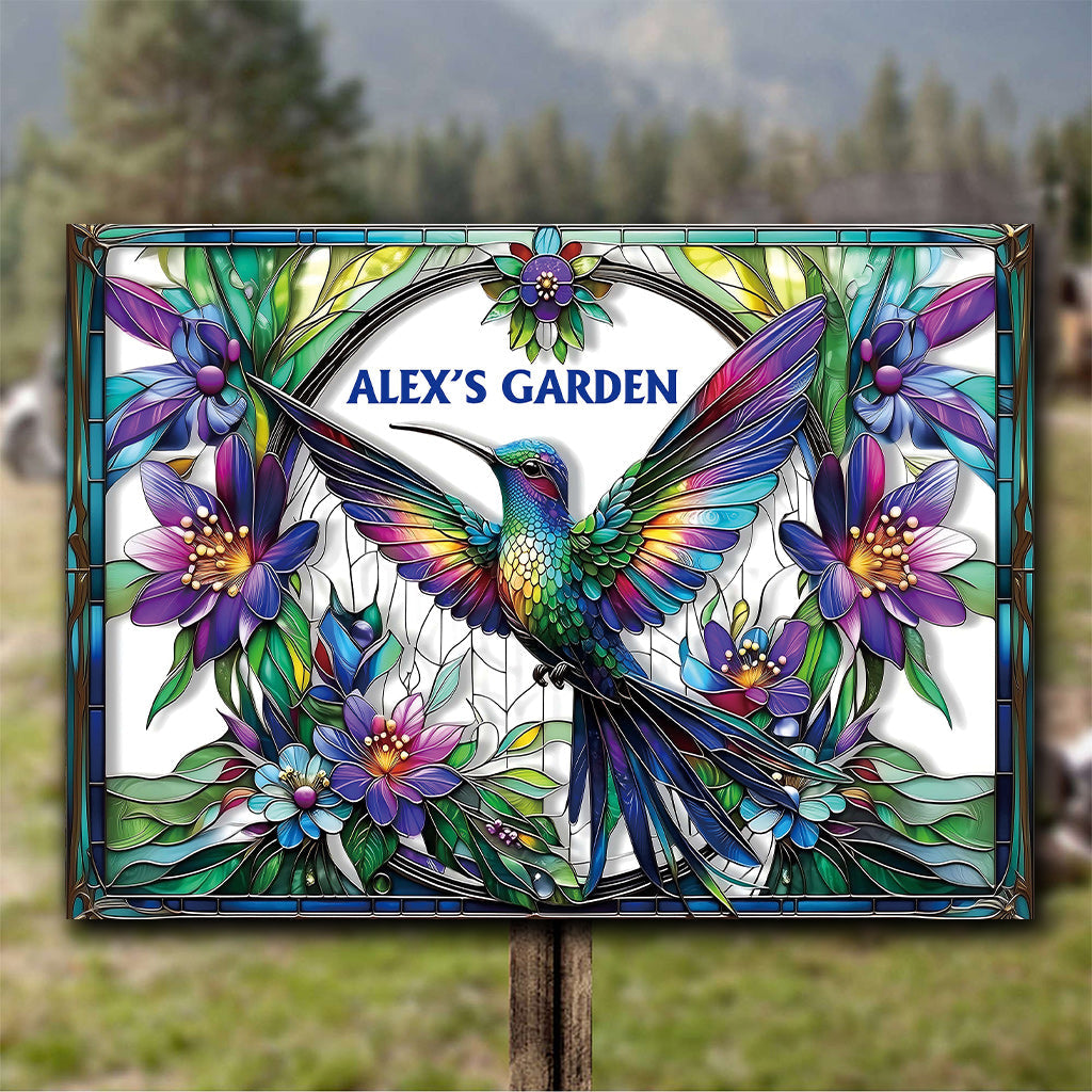 Stunning Hummingbird, Bee, Butterfly... - Personalized Gardening Rectangle Metal Sign