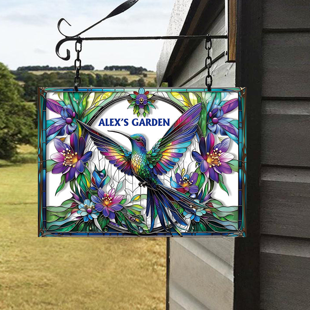 Stunning Hummingbird, Bee, Butterfly... - Personalized Gardening Rectangle Metal Sign