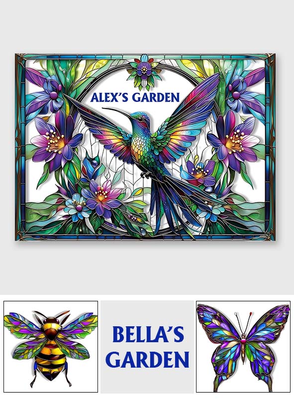 Stunning Hummingbird, Bee, Butterfly... - Personalized Gardening Rectangle Metal Sign