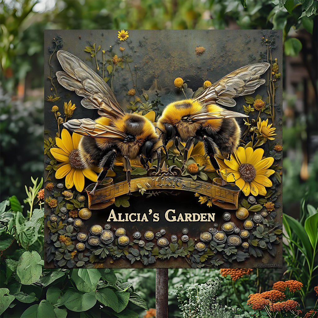 Bienengarten - Personalisiertes Gartenschild aus Metall