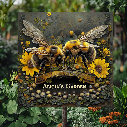 Bienengarten - Personalisiertes Gartenschild aus Metall