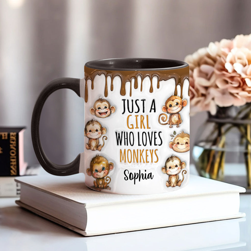 Just A Girl Who Loves Monkeys - Personalized Accent Mug