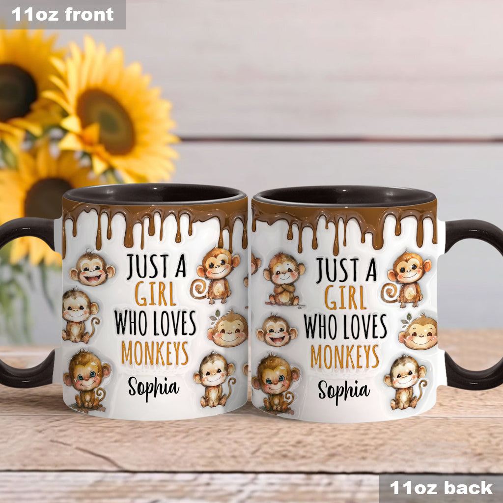 Just A Girl Who Loves Monkeys - Personalized Accent Mug