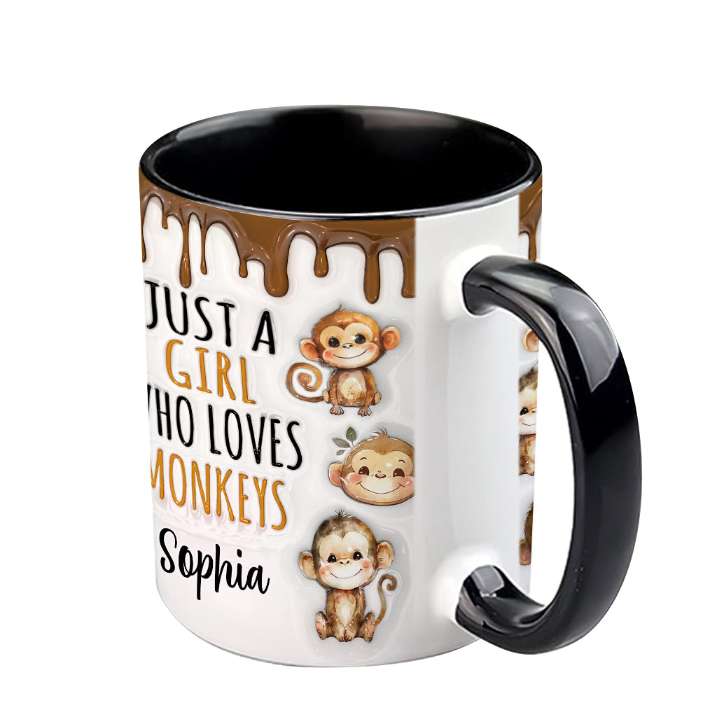 Just A Girl Who Loves Monkeys - Personalized Accent Mug