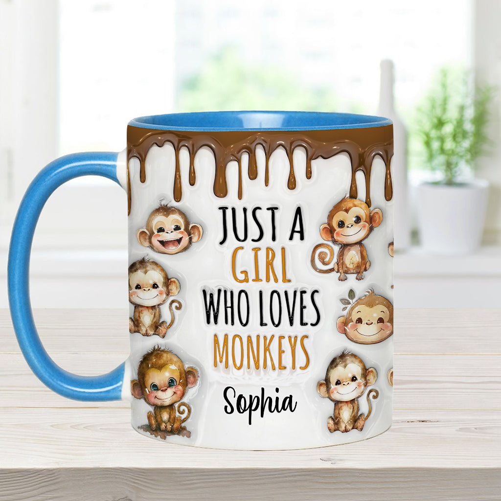 Just A Girl Who Loves Monkeys - Personalized Accent Mug