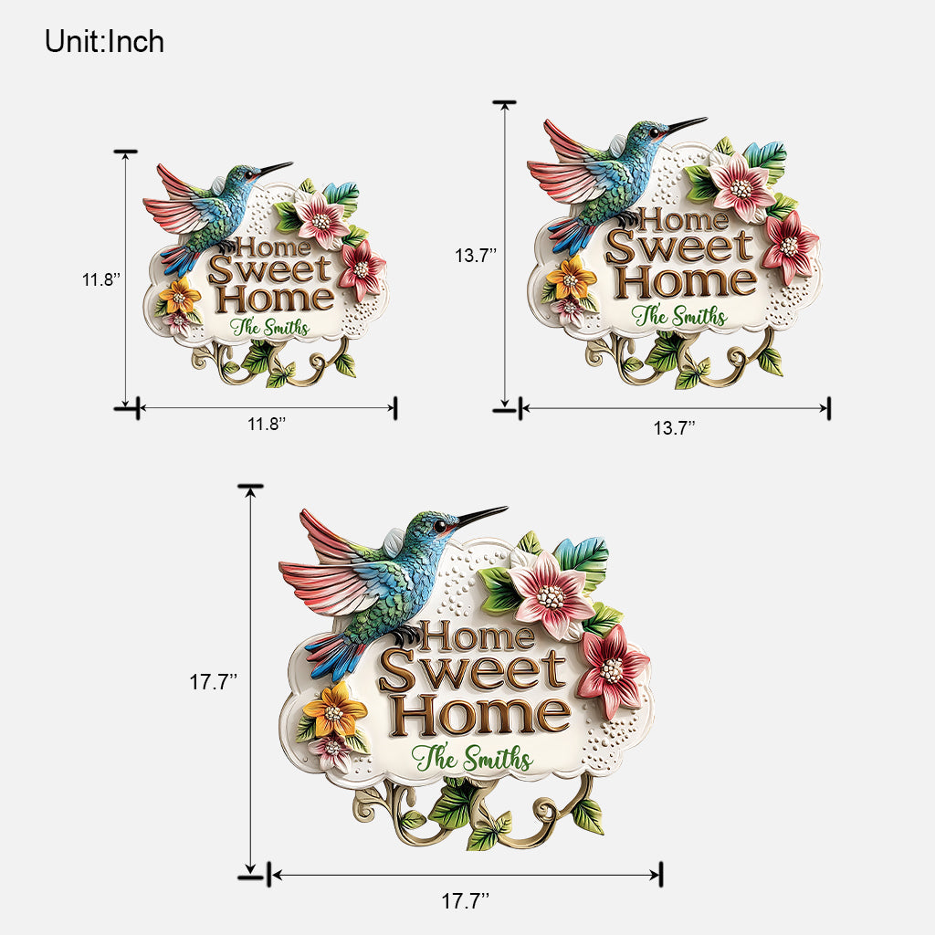 Zuhause ist es am schönsten – personalisiertes Kolibri-Holzschild in individueller Form