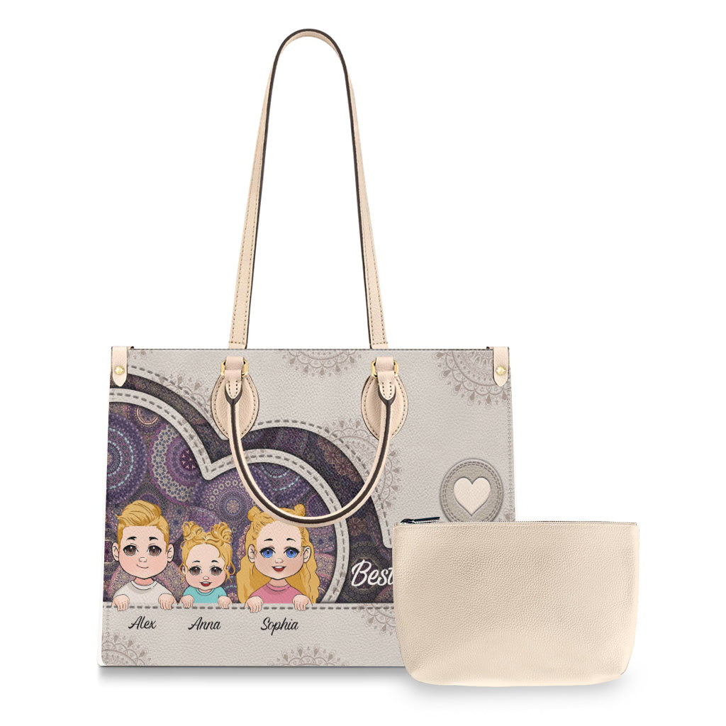 Beste Mama/Oma/Tante/... aller Zeiten – Personalisierte Lederhandtasche für Mütter