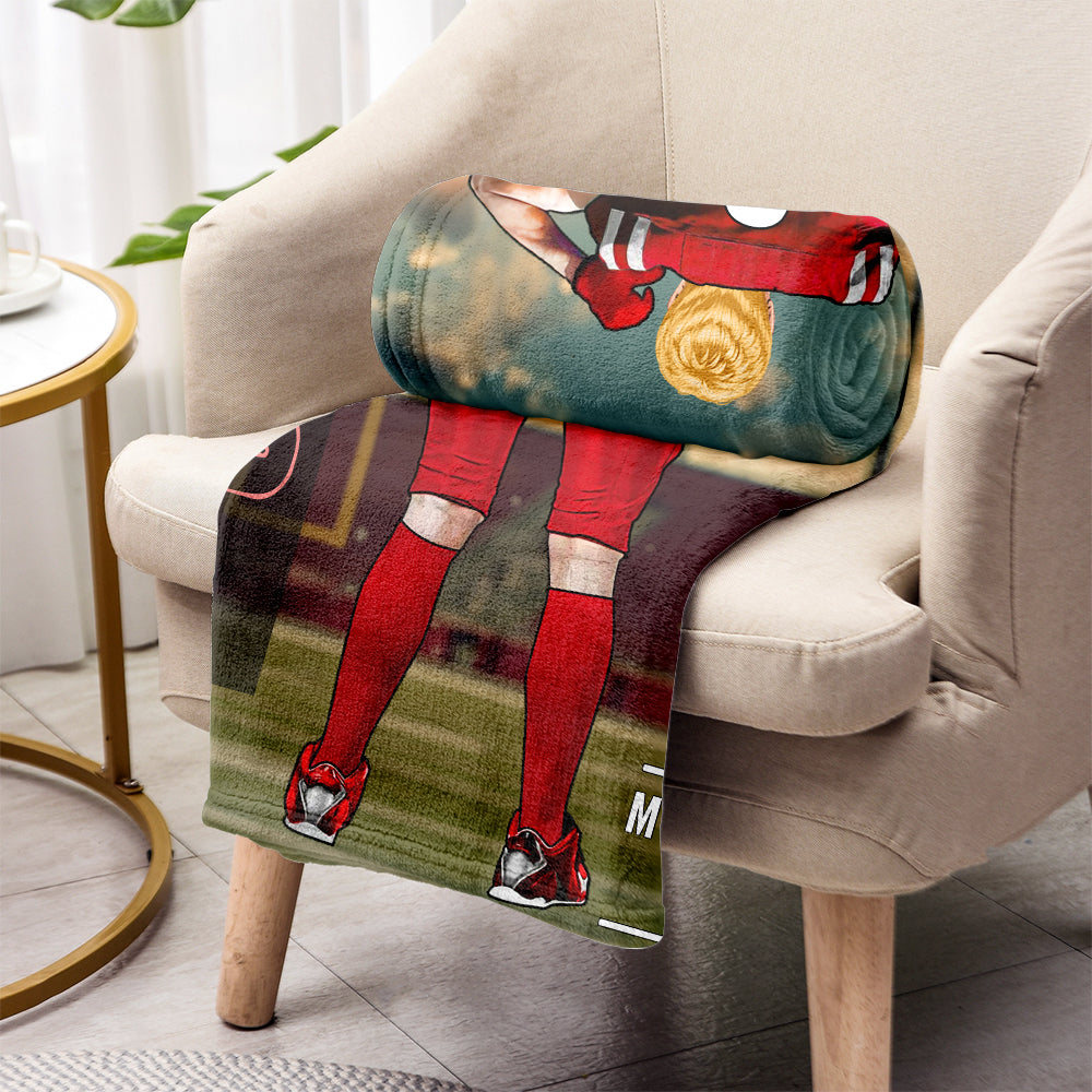 Beliebiger Name, Nummer, Team... - Personalisierte Fußballdecke