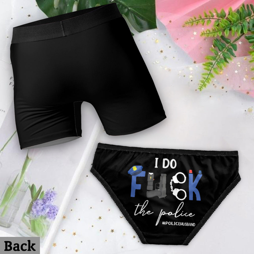 Ich liebe die Polizei – Personalisierte Slips für Paare (Damen) und Boxershorts für Herren