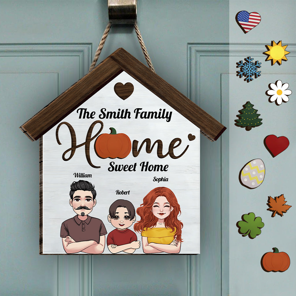 Zuhause ist es am schönsten – Personalisiertes, austauschbares Holzschild für die Familie