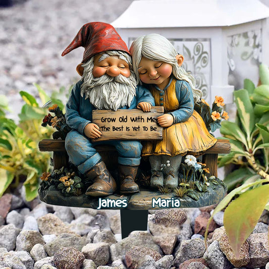 „Werde alt mit mir“ – Personalisierte Garten-Acrylplakette zum Anbringen am Pfahl