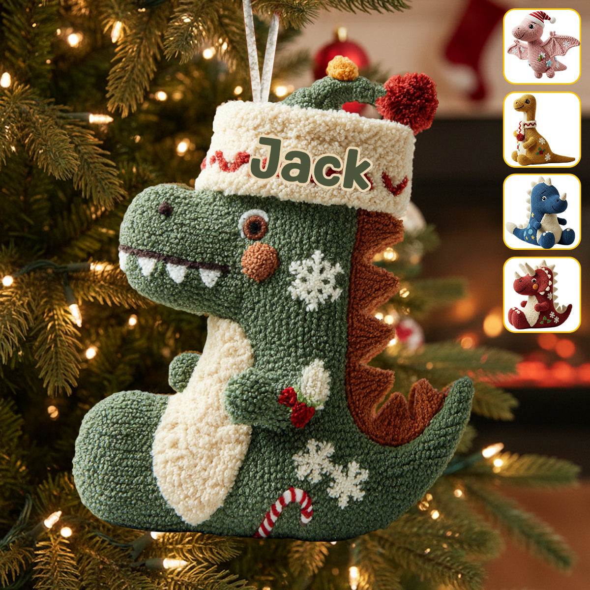 Dinomas - Personalisierter Weihnachtsstrumpf in Kinderform