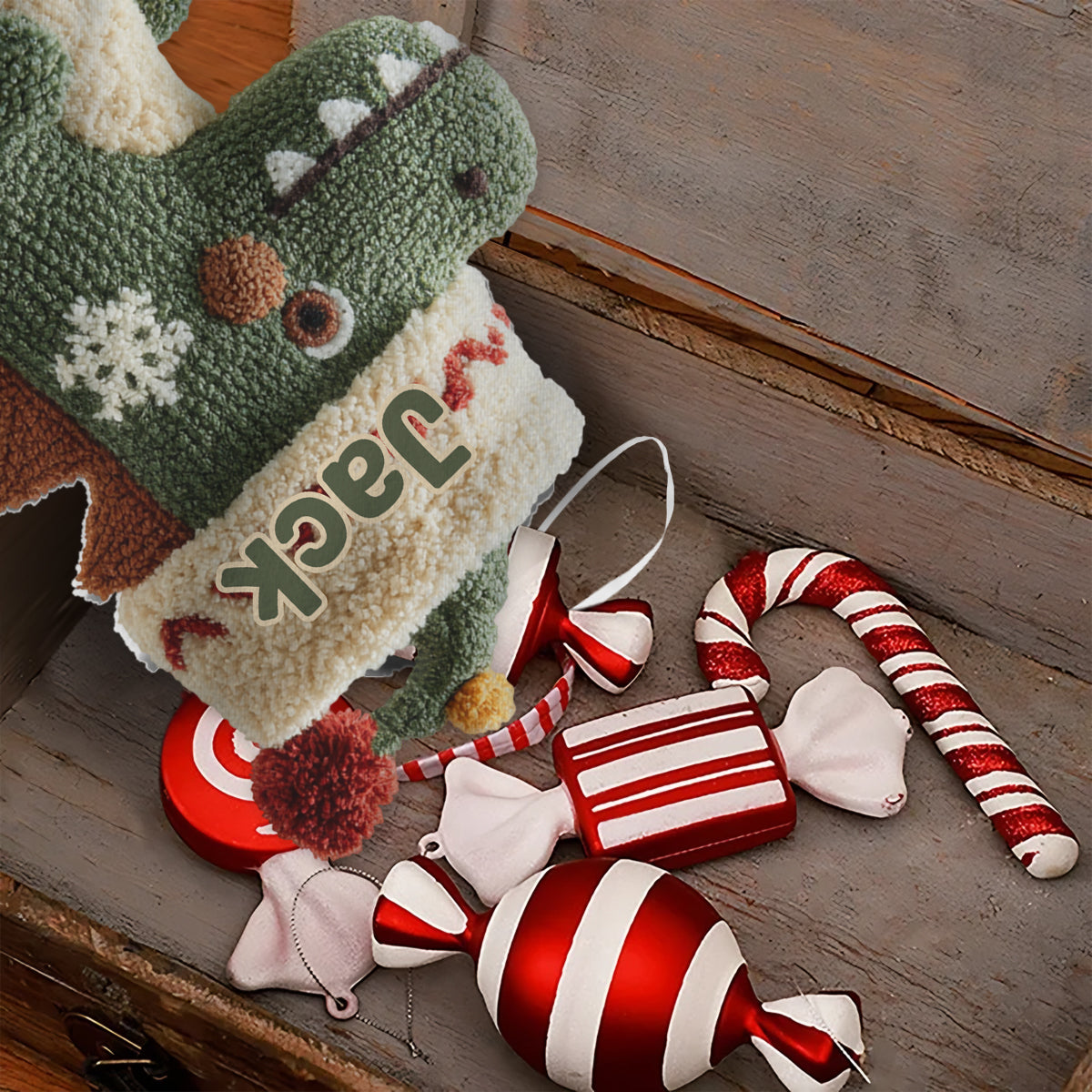 Dinomas - Personalisierter Weihnachtsstrumpf in Kinderform