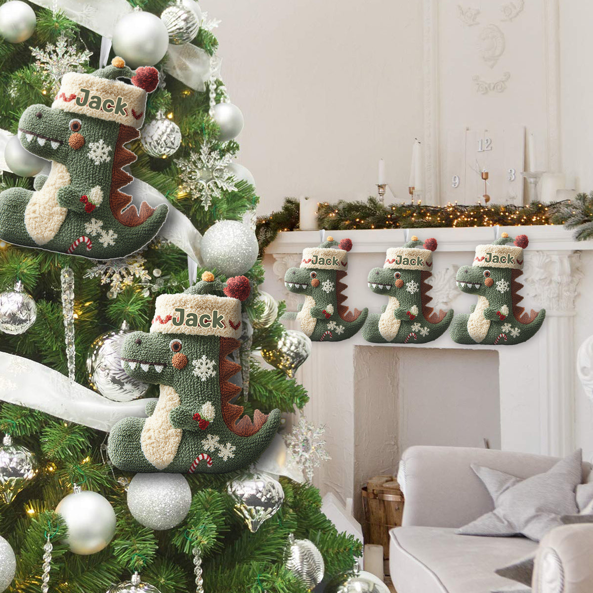 Dinomas - Personalisierter Weihnachtsstrumpf in Kinderform