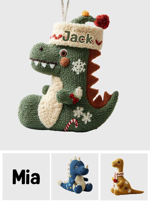 Dinomas - Personalisierter Weihnachtsstrumpf in Kinderform