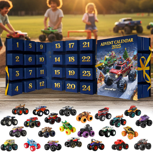 Monster Crusher – Personalisierter, faltbarer Adventskalender für Kinder mit Ornamenten