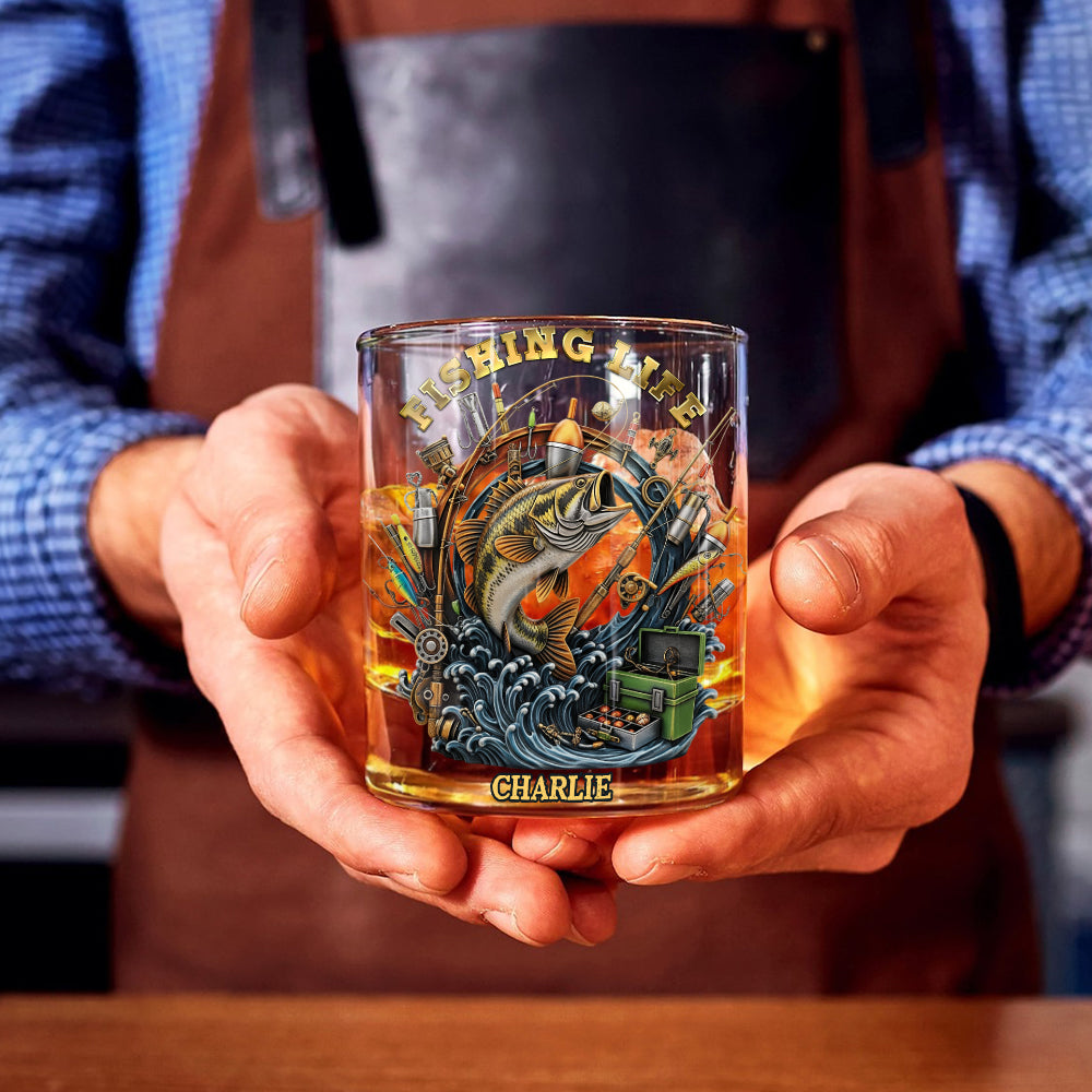 Anglerleben – Personalisiertes Whiskyglas für Angler