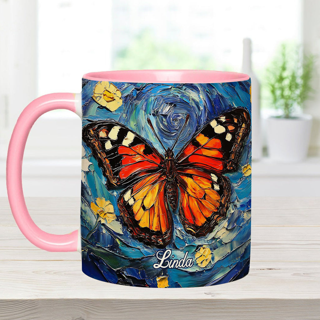 Verträumter Schmetterling – Personalisierte Tasse mit Schmetterlingsmotiv