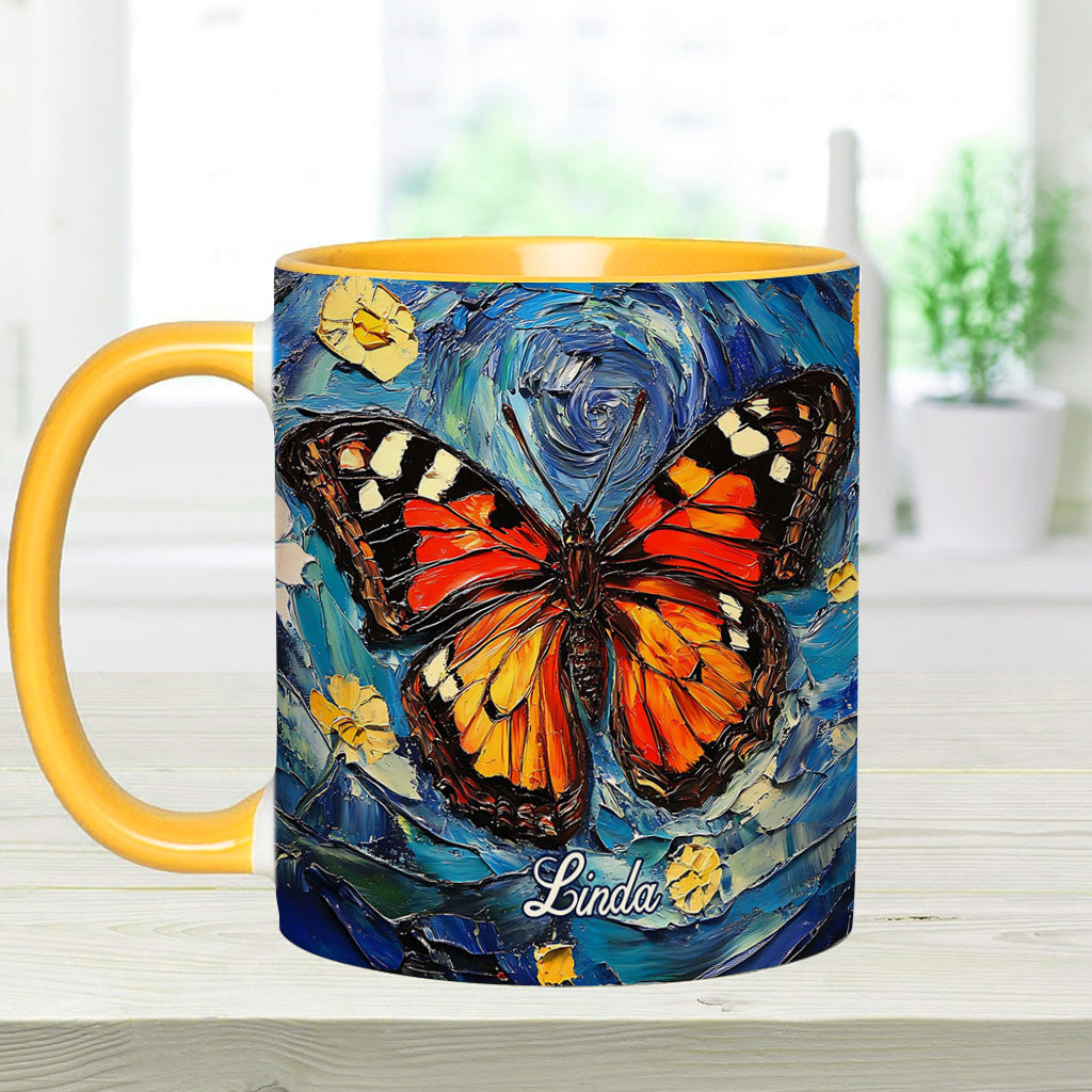 Verträumter Schmetterling – Personalisierte Tasse mit Schmetterlingsmotiv