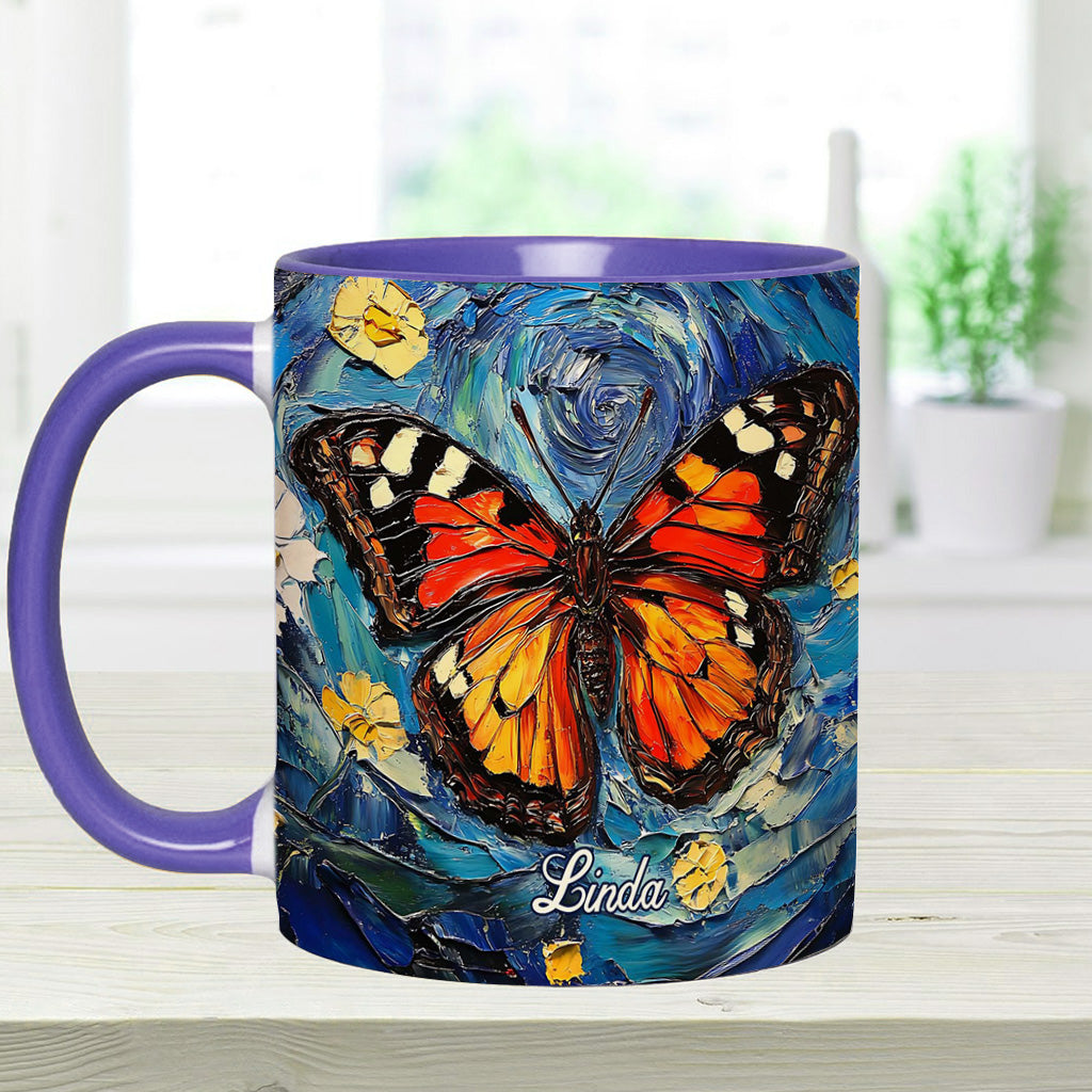 Verträumter Schmetterling – Personalisierte Tasse mit Schmetterlingsmotiv