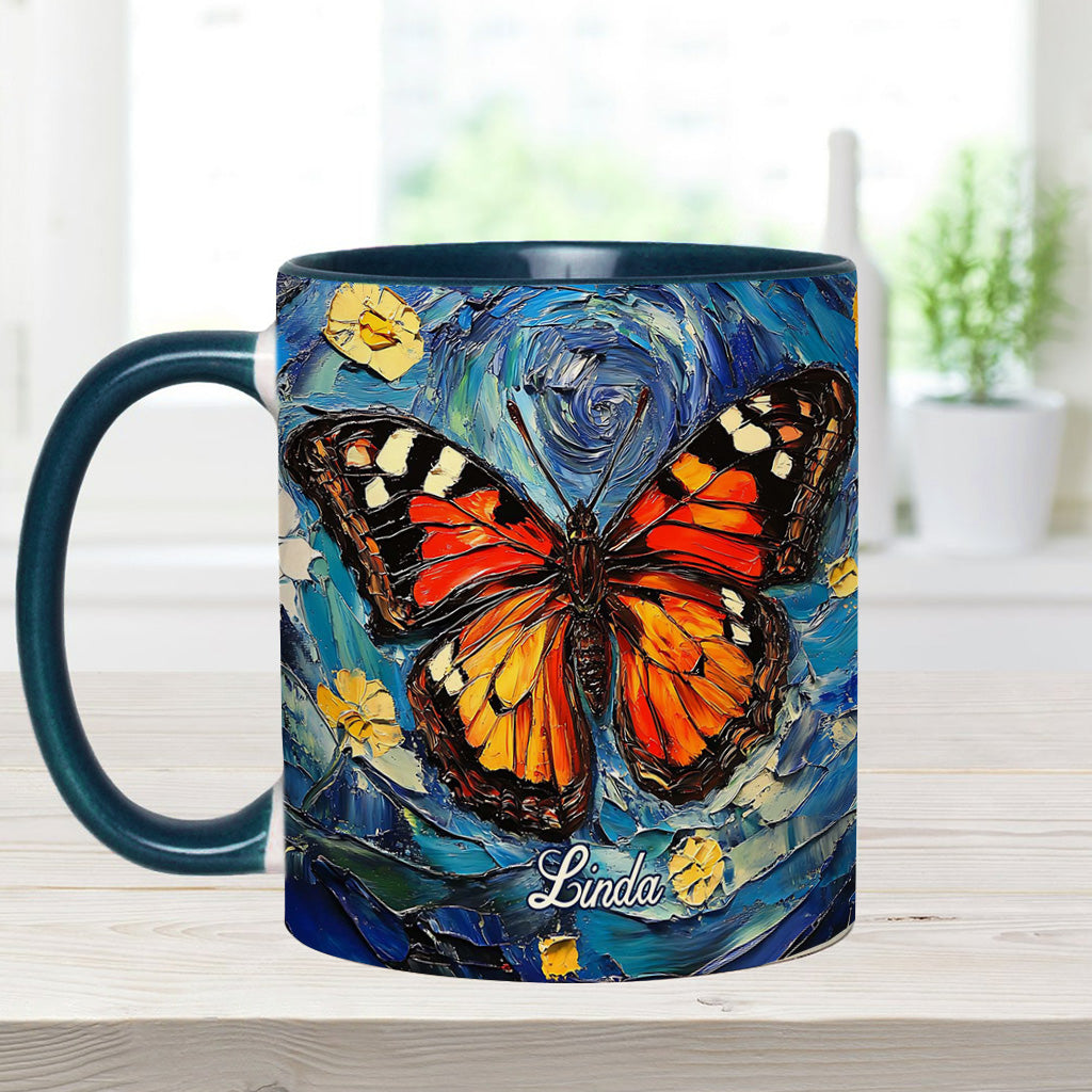 Verträumter Schmetterling – Personalisierte Tasse mit Schmetterlingsmotiv