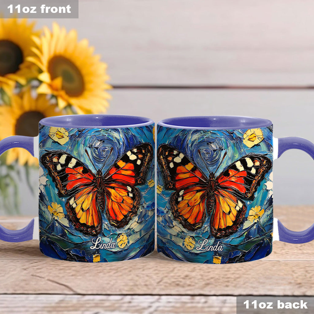 Verträumter Schmetterling – Personalisierte Tasse mit Schmetterlingsmotiv