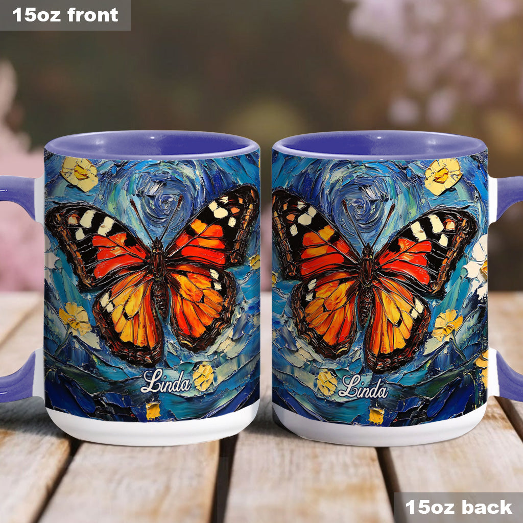 Verträumter Schmetterling – Personalisierte Tasse mit Schmetterlingsmotiv