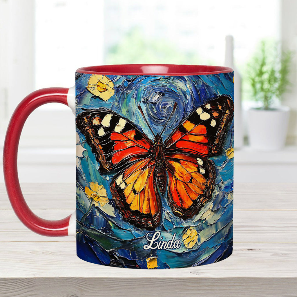 Verträumter Schmetterling – Personalisierte Tasse mit Schmetterlingsmotiv
